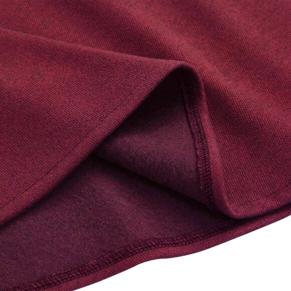 Womens Long Pure Wine Elastic Waist A-Line Pleated Tartan Long Plaid Wool Skirts - Picture 5 of 5